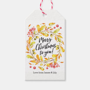 Personalisierte Aquarellkränze Weihnachtsgeschenk- Geschenkanhänger