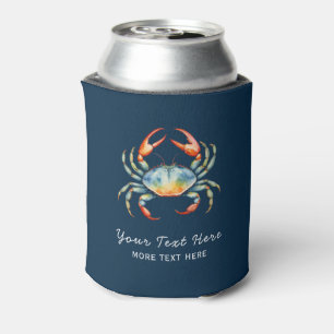 Personalisierte Aquarellkrebse Sommerstrand Wasser Dosenkühler