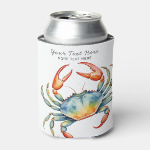 Personalisierte Aquarellkrebse Sommerstrand Wasser Dosenkühler
