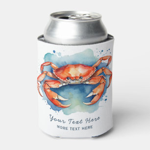 Personalisierte Aquarellkrebse Sommerstrand Wasser Dosenkühler
