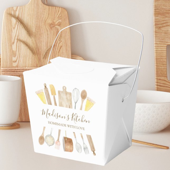 Personalisierte Aquarellküche Kochutensilien Geschenkschachtel (In situ)