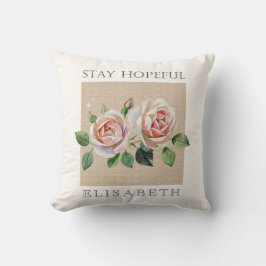 Personalisierte Aquarellrosen Motivierend Kissen