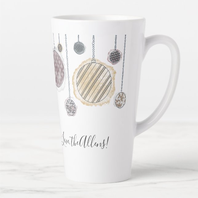 Personalisierte Aquarellwein Weihnachtskugel Latte Milchtasse (Rechts)