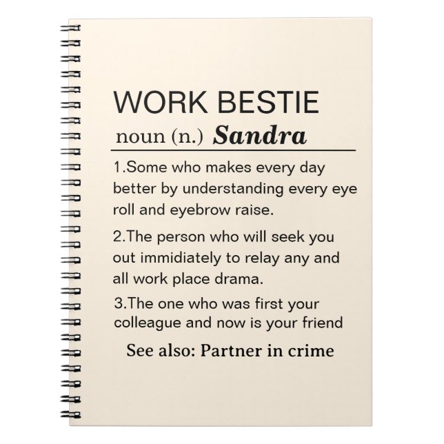 Personalisierte Arbeits-Beste-Freundin-Definition Notizblock (Vorderseite)