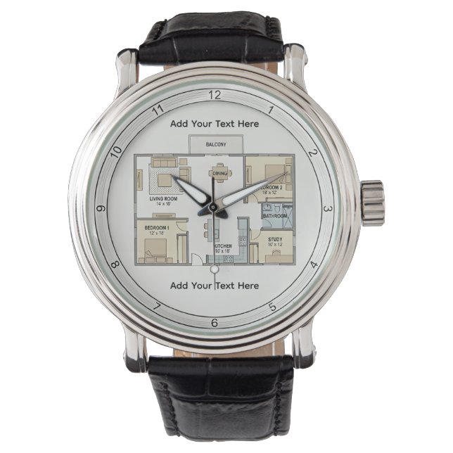Personalisierte Architektenpläne Armbanduhr (Vorderseite)