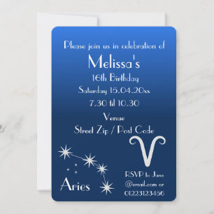 Personalisierte Aries-Sternzeichen-Galaxie-Party-E Einladung