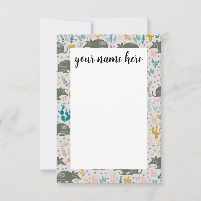 Personalisierte Armadillo-Notecards Dankeskarte (Vorderseite)