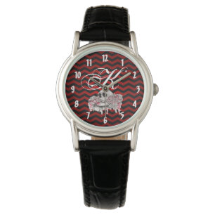 Personalisierte Armbanduhr Totenkopf Rose Gothic C