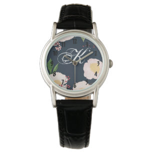 Personalisierte Armbanduhr Weiße Blumen auf D