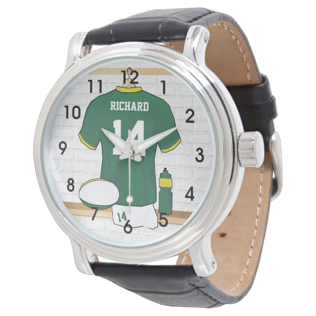 Personalisierte Armbanduhren aus Rugby Jersey (Schrägansicht)