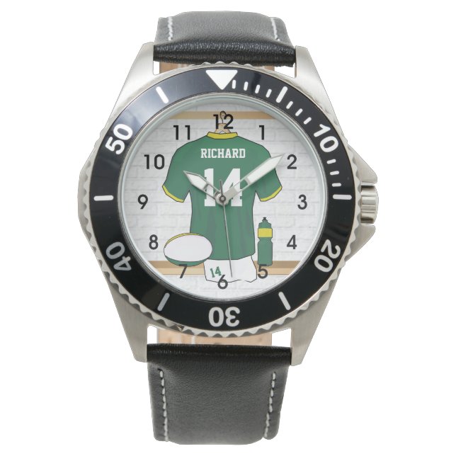 Personalisierte Armbanduhren aus Rugby Jersey (Vorderseite)