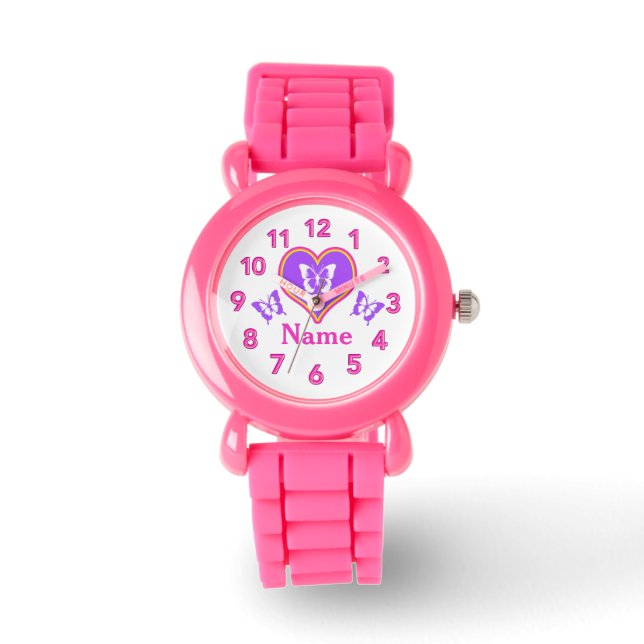 Personalisierte Armbanduhren für Mädchen Schmetter (Vorderseite)