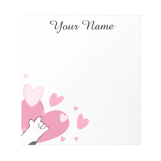 Personalisierte ASL I-Liebe Sie kauen Herz Notepad Notizblock (Vorderseite)