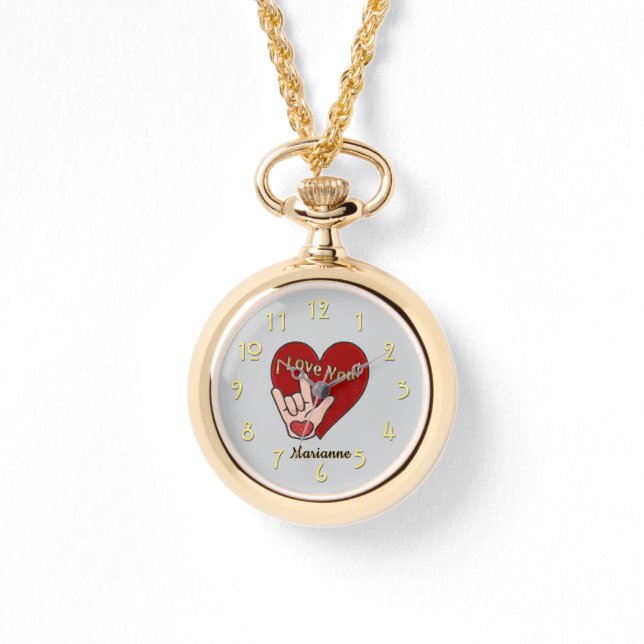 Personalisierte ASL I-Liebe Sie sehen Armbanduhr (Vorderseite)