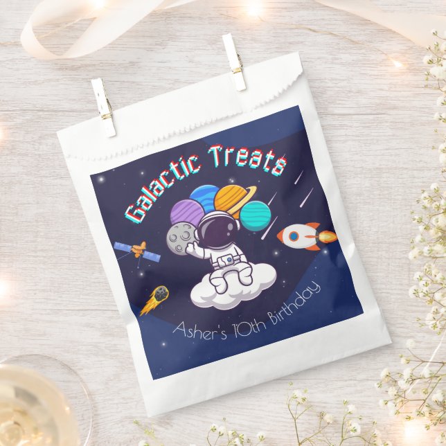 Personalisierte Astronauten Weltraum-Party-Leckere Geschenktütchen (Ausgeschnitten)
