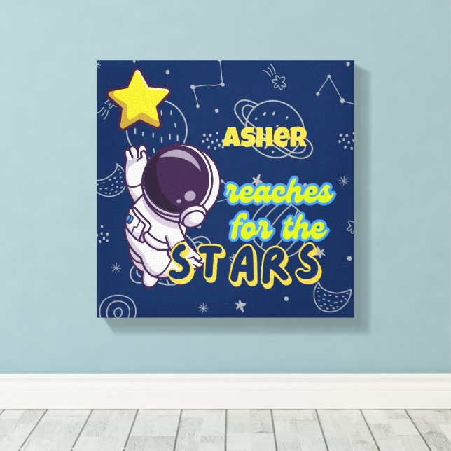 Personalisierte Astronautennachweis für Star Leinwanddruck (Insitu (Holzboden))