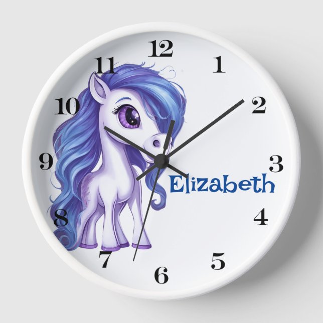 Personalisierte Atemberaubende Einhornsäulenuhr Uhr (Vorderseite)