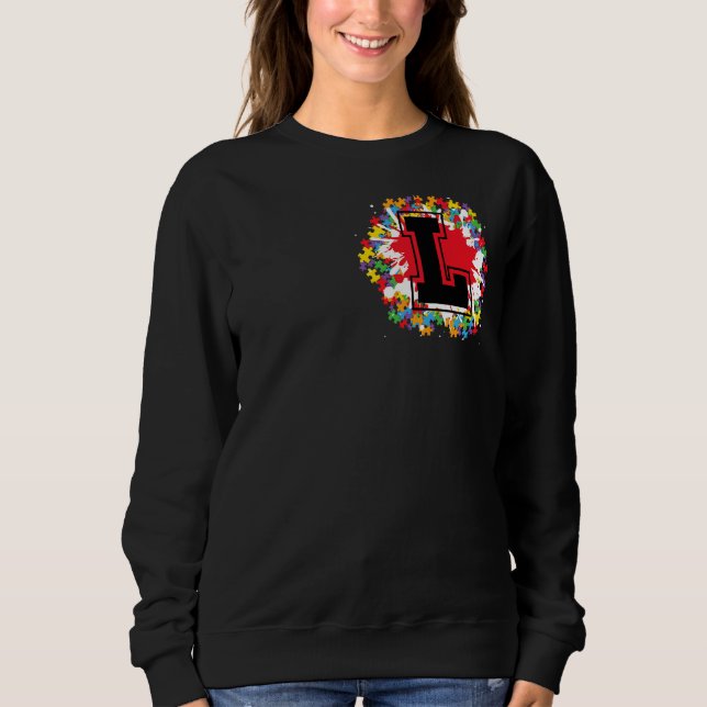 Personalisierte Aufklärung über Autismus Initial L Sweatshirt (Vorderseite)