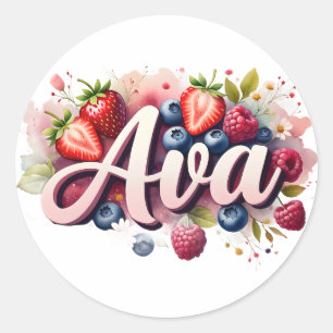 Personalisierte Aufkleber Ava Berry Floral Design
