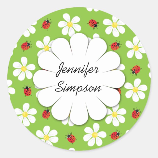 Personalisierte Aufkleber für Ladybugs und Daisies (Vorderseite)