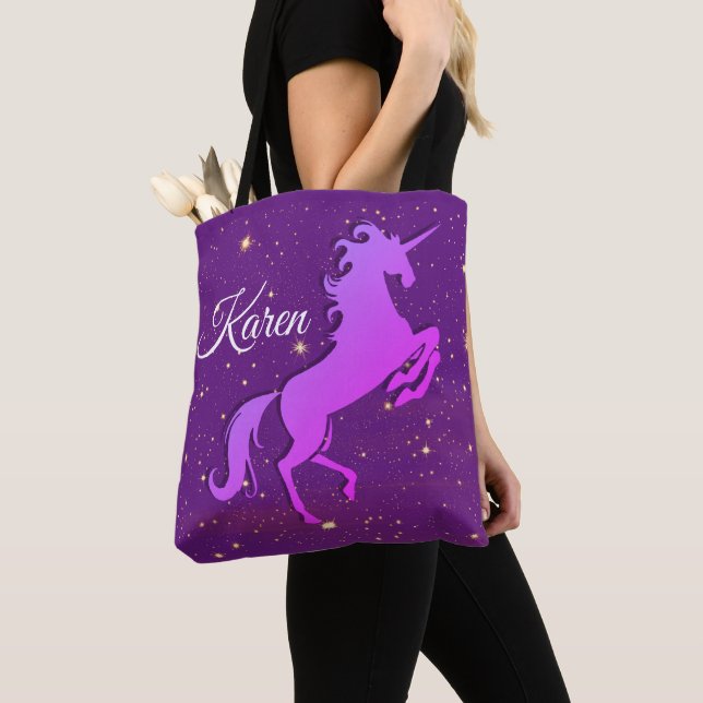 Personalisierte Aufzucht Lila Einhorn-Totbeutel Tasche (Von Nahem)