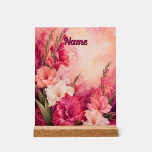 Personalisierte August-Geburtsblume Gladiole Acrylschild