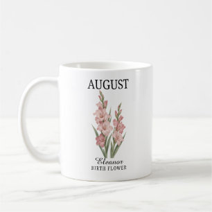 Personalisierte August-Geburtsblume Gladiolus Kaffeetasse