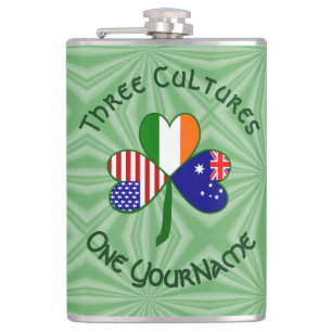 Personalisierte Australien Irland USA Shamrock Gro Flachmann