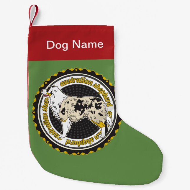 Personalisierte Australische Schäferhunde-Hundezuc Kleiner Weihnachtsstrumpf (Vorderseite)