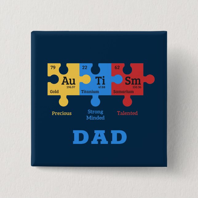 Personalisierte Autismus Periodische Tabelleneleme Button (Vorderseite)
