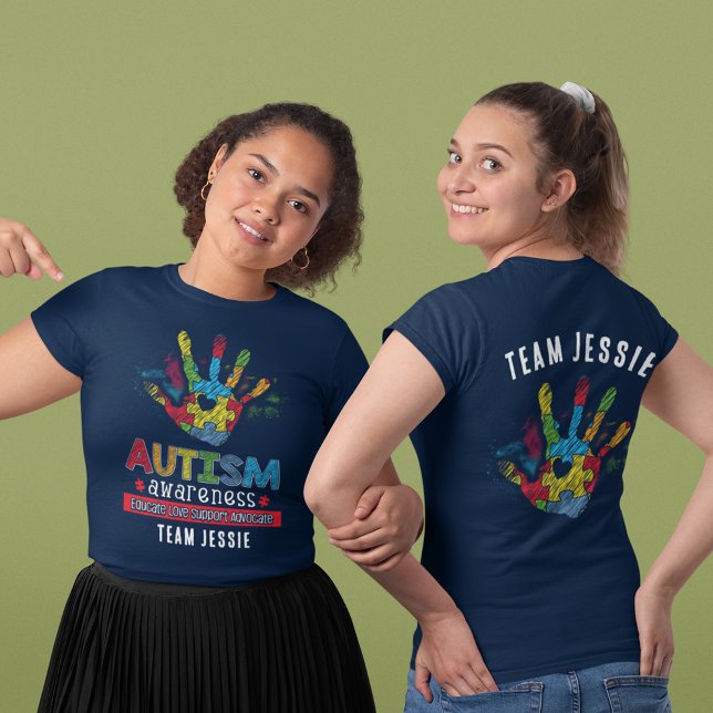 Personalisierte Autismus Sensibilisierung für Erzi Tri-Blend Shirt (Autism Awareness Support Matching Team T-Shirt)
