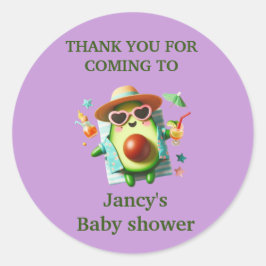 Personalisierte Avocado Kinderdusche / Runder Aufkleber