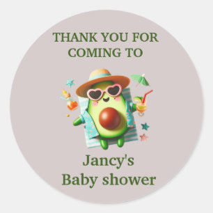 Personalisierte Avocado Kinderdusche / Runder Aufkleber