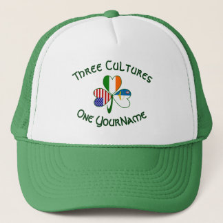 Personalisierte Azoren Irland USA Shamrock-Flagge Truckerkappe