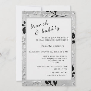 Personalisierte B & W Florals Brunch & Bubbly Einladung