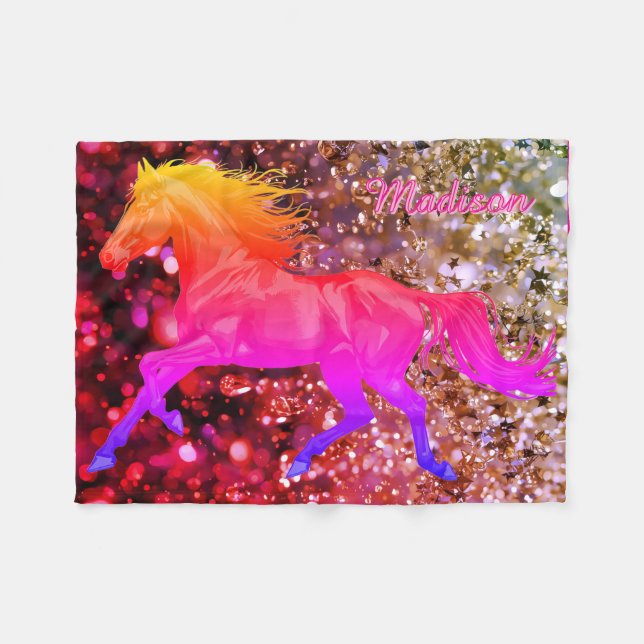 Personalisierte Babodecke mit einem Regenbogenpfer Fleecedecke (Vorderseite (Horizontal))