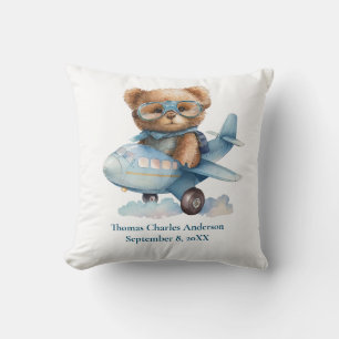 Personalisierte Baby-Bär-Flugzeug-Nursery-Dekorati Kissen