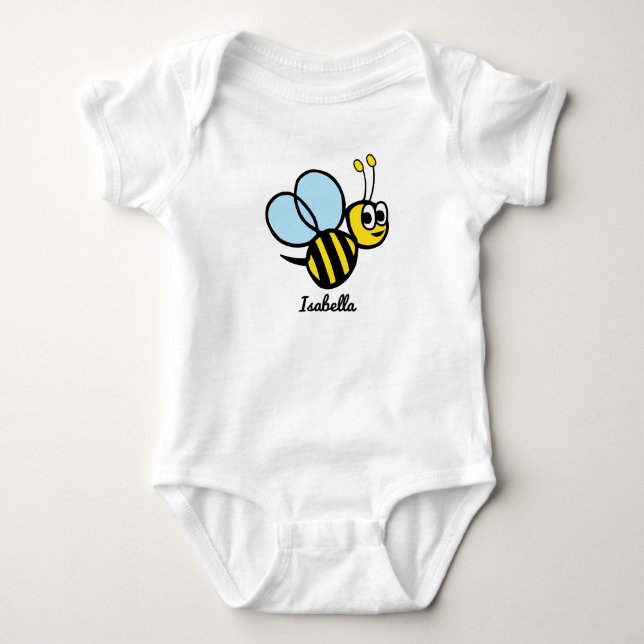 Personalisierte Baby Bee Niedlich Gelbe Hummel Strampler (Vorderseite)