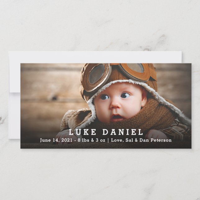 Personalisierte Baby Birth Announcement Foto Card Ankündigung (Vorderseite)