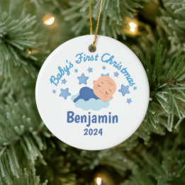 Personalisierte Baby Boys Erste Weihnachten Keramik Ornament