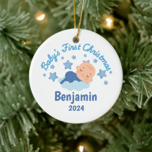 Personalisierte Baby Boys Erste Weihnachten Keramik Ornament