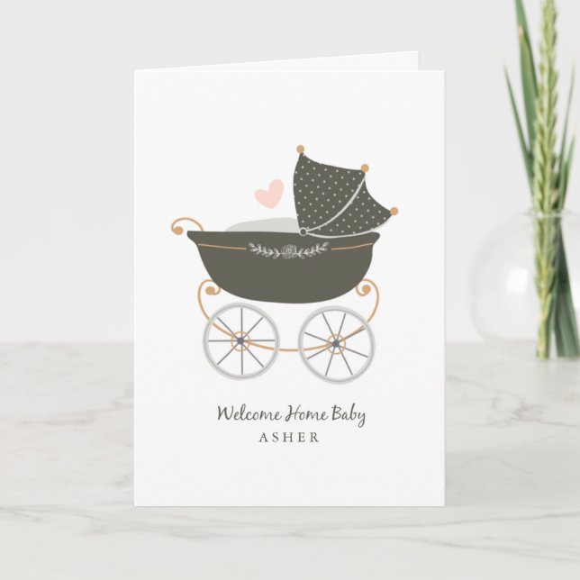 Personalisierte Baby-Carriage Karte (Vorderseite)
