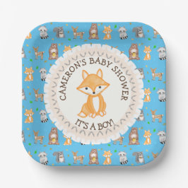 Personalisierte Baby Dusche Teller Woodland Themed