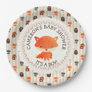 Personalisierte Baby Dusche Teller Woodland Themed
