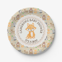Personalisierte Baby Dusche Teller Woodland Themed
