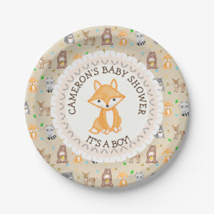 Personalisierte Baby Dusche Teller Woodland Themed