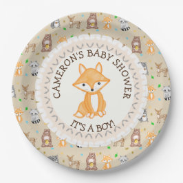 Personalisierte Baby Dusche Teller Woodland Themed