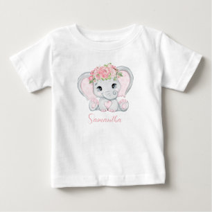 Personalisierte Baby-Elefant Rosa Mädchen Baby-Par Baby T-shirt