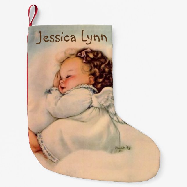 Personalisierte Baby-Engels-Flügel, die in der Kleiner Weihnachtsstrumpf (Vorderseite)