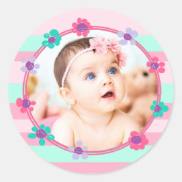 Personalisierte Baby-Foto-Aufkleber Runder Aufkleber